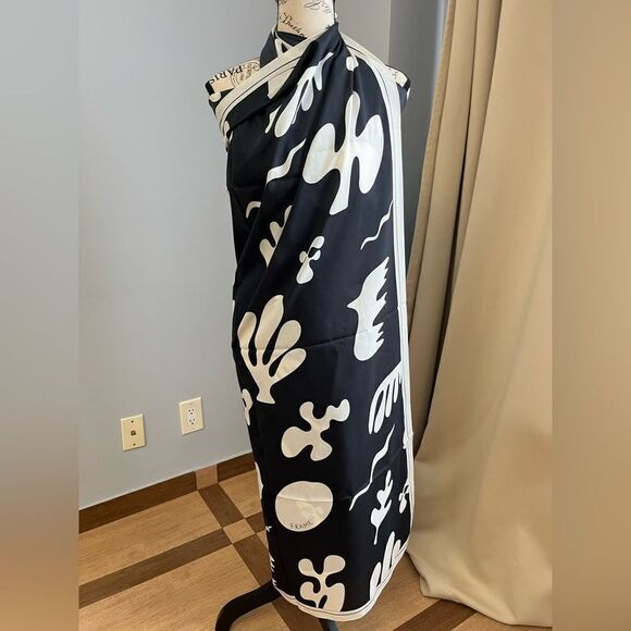 FRAME Womens Printed Sarong Silk Blend Fadednoirmulti Scarf - Picture 3 of 11